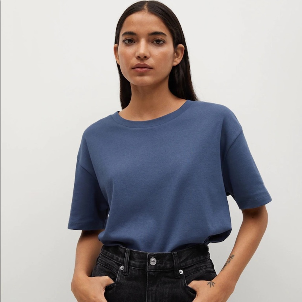 Organic Cotton Essential T-Shirt Mango Blue Basic - Large